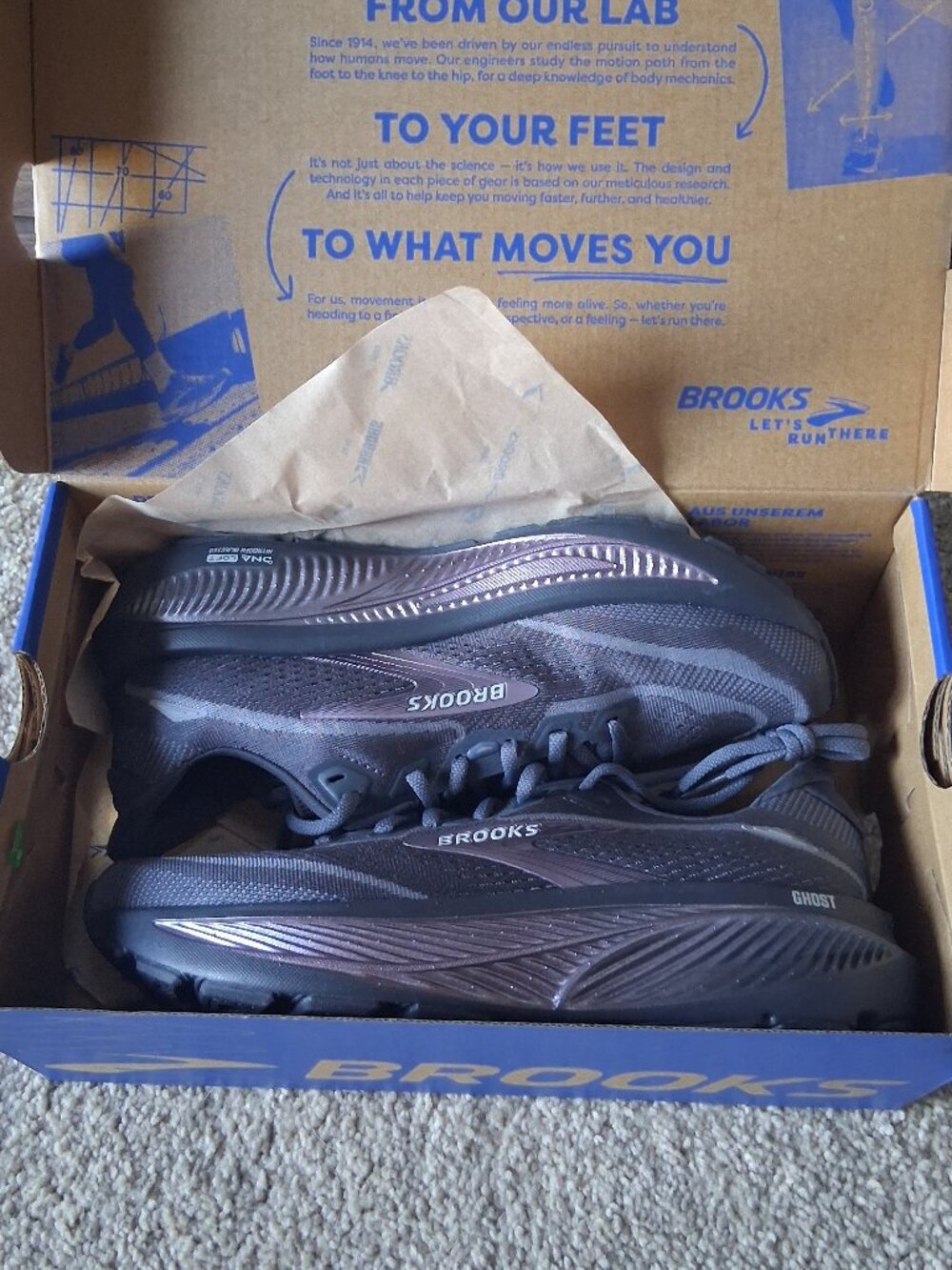 Brooks Women's Ghost 18 Ebony/Folk Stone/Metallic sz 8